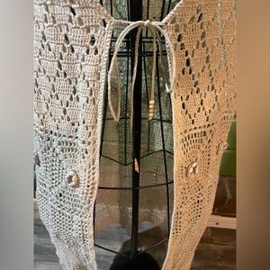 White stag granny square long vest